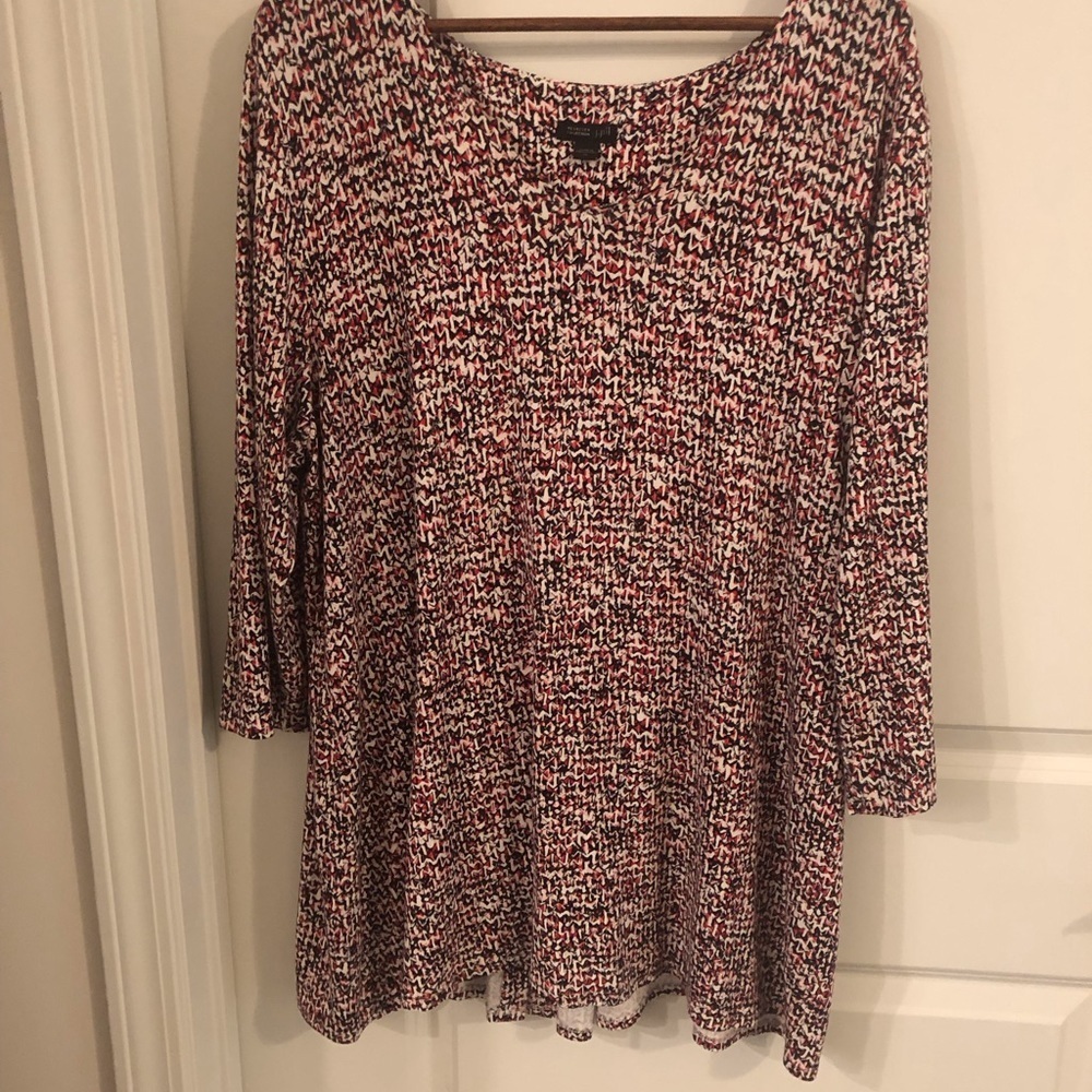 J. Jill Women’s XL/2X Pink Black White Button Back Pleated Top 3/4 Sleeves